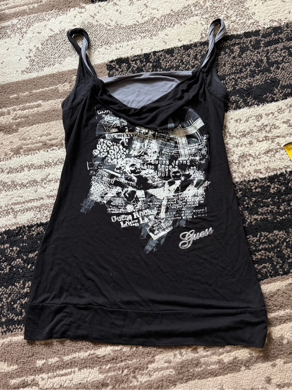 Guess Black Graphic Cowl Neck Camisole
